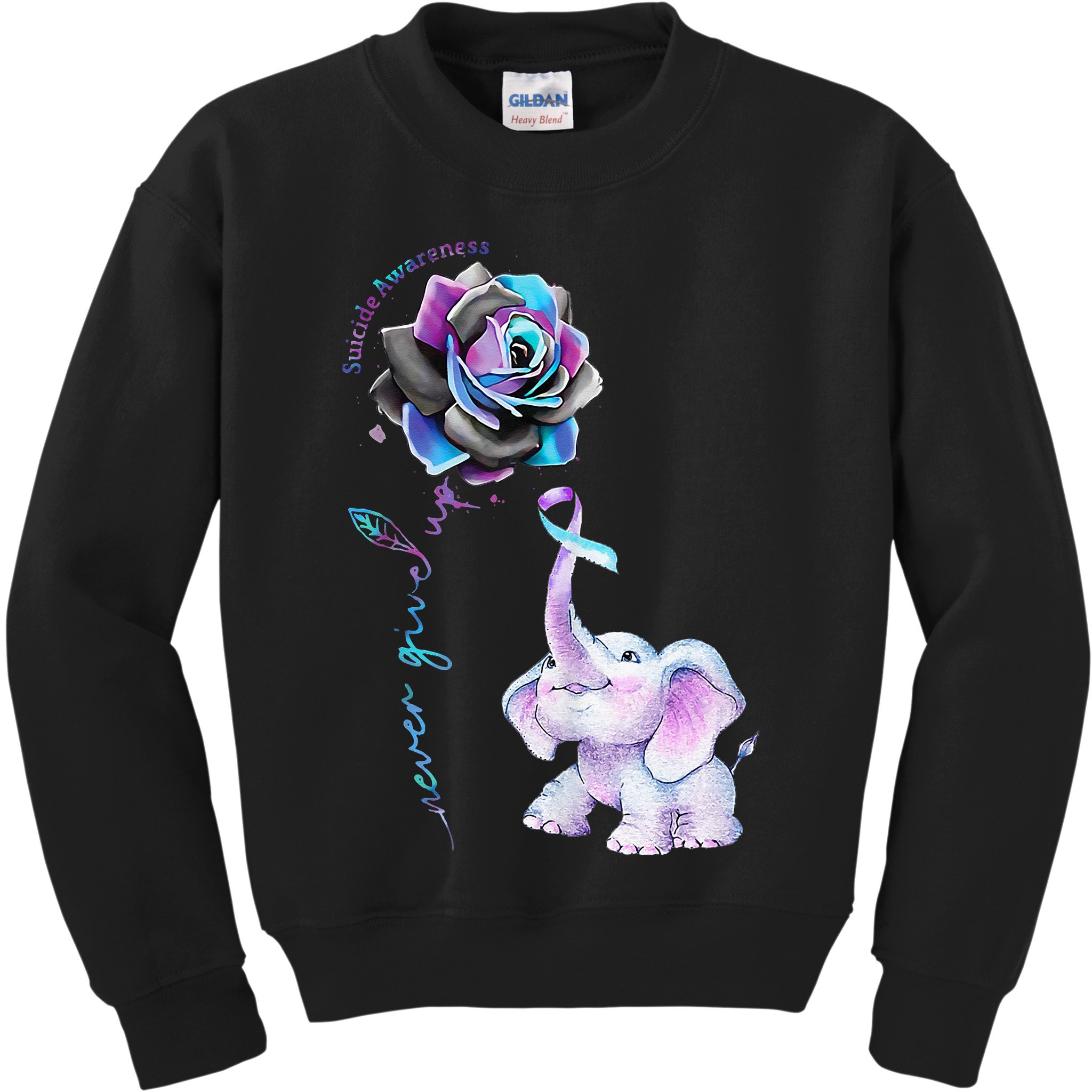 Suicide Prevention Awareness Flower Elephant Ribbon Gift Kids Sweatshirt