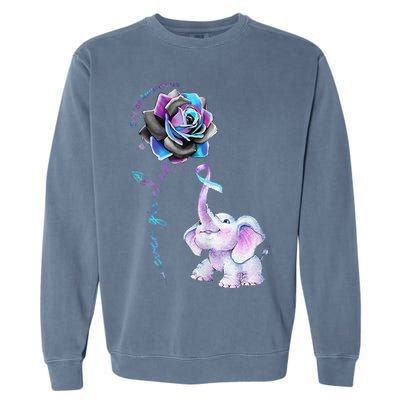 Suicide Prevention Awareness Flower Elephant Ribbon Gift Garment-Dyed Sweatshirt