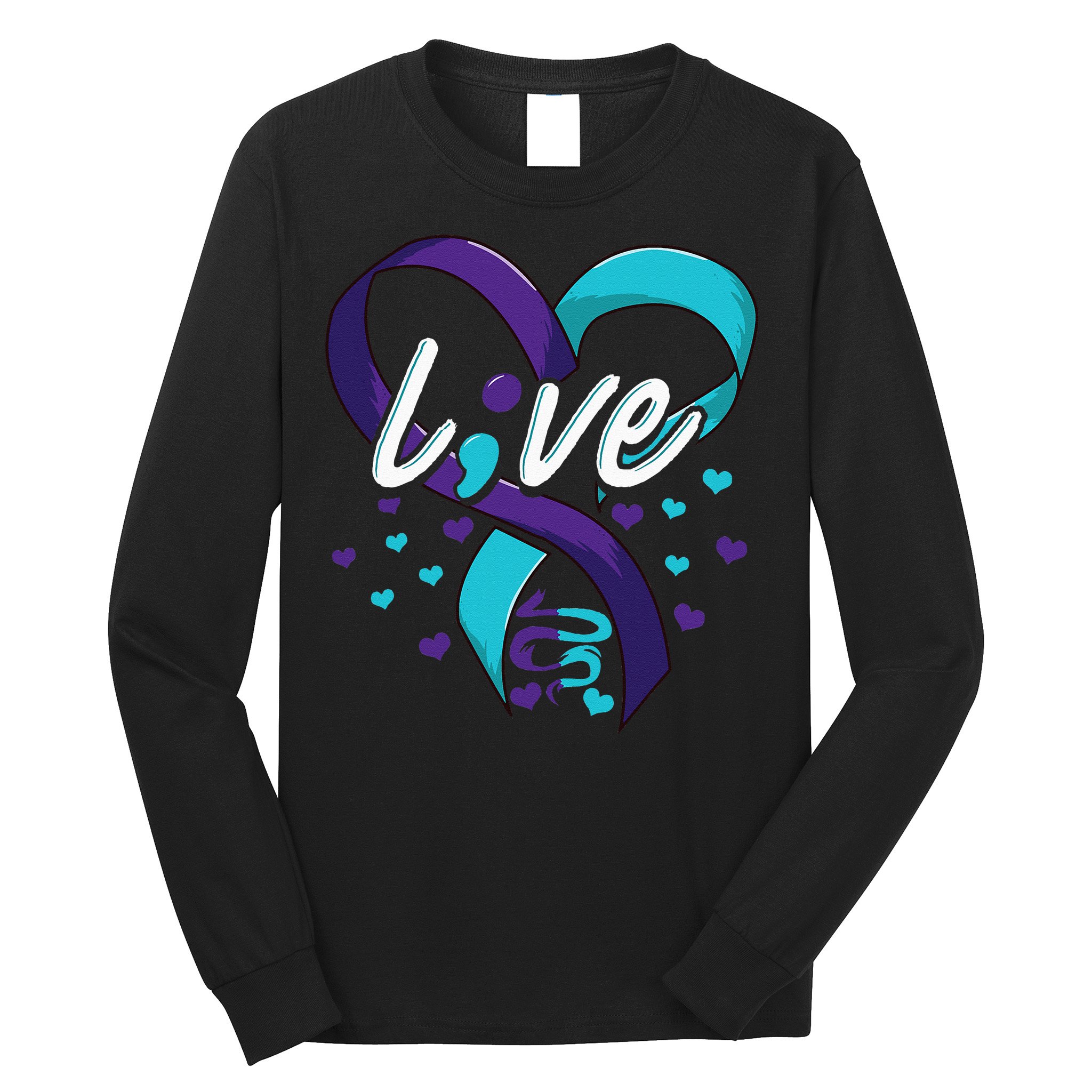 Suicide Prevention Awareness Live Love Semicolon Long Sleeve Shirt