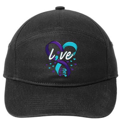 Suicide Prevention Awareness Live Love Semicolon 7-Panel Snapback Hat