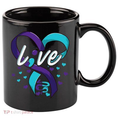 Suicide Prevention Awareness Live Love Semicolon 11oz C Handle Ceramic Mug