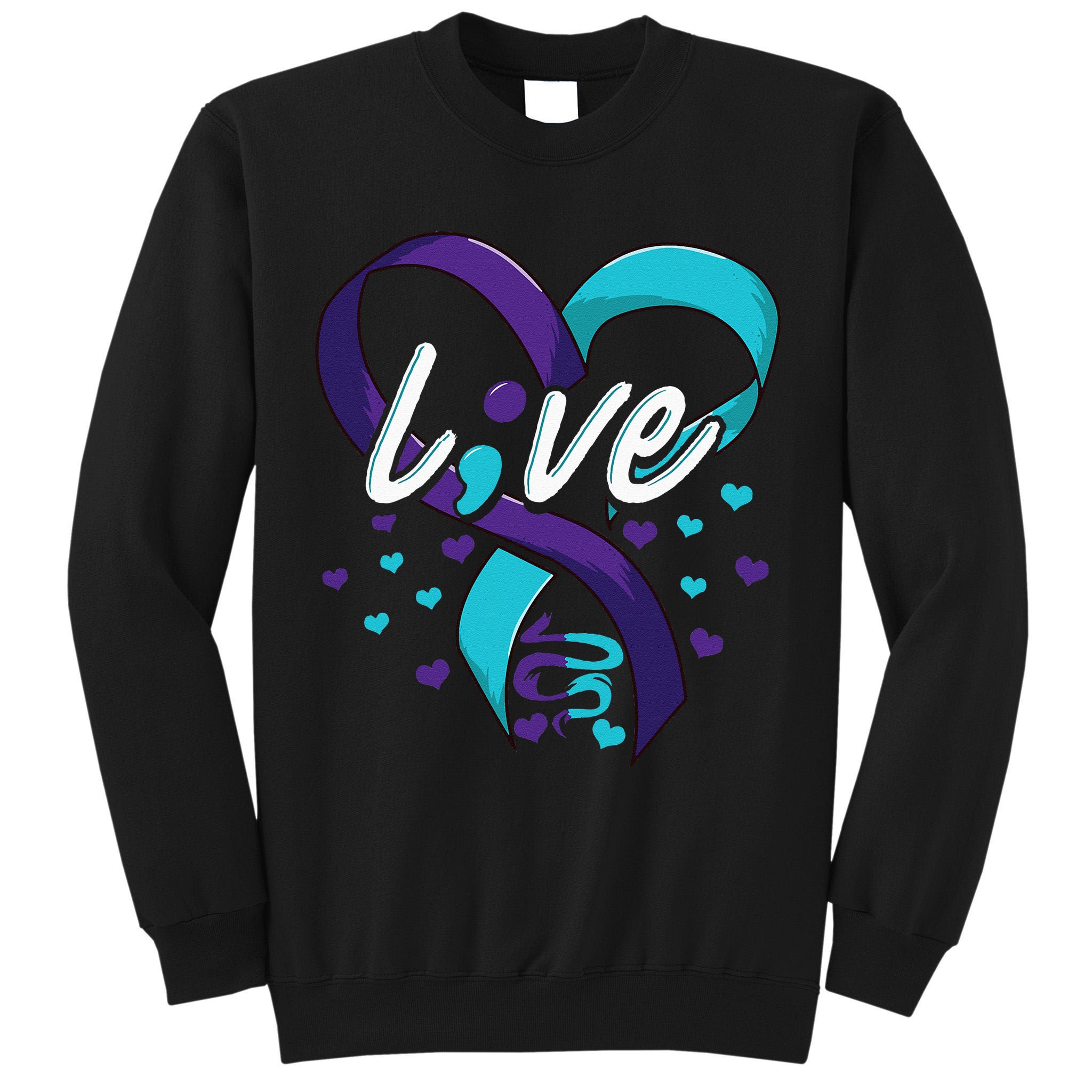 Suicide Prevention Awareness Live Love Semicolon Tall Sweatshirt