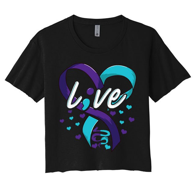Suicide Prevention Awareness Live Love Semicolon Crop Top
