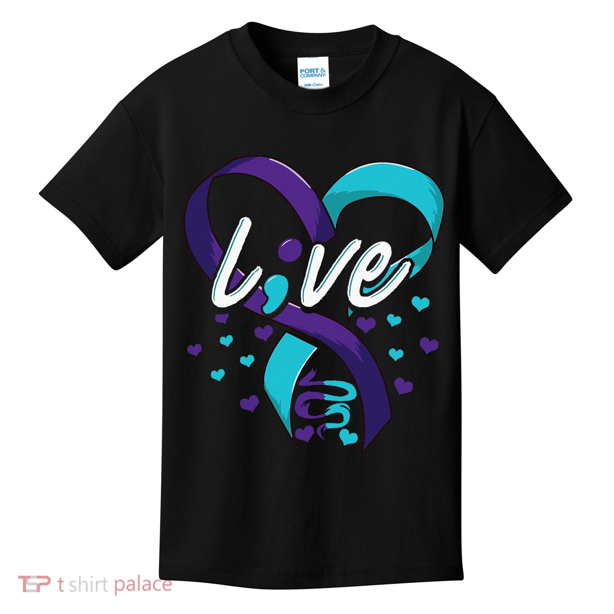 Suicide Prevention Awareness Live Love Semicolon Kids T-Shirt