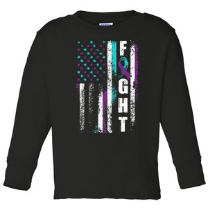 Suicide Prevention Awareness American Flag Distress Toddler Long Sleeve Shirt