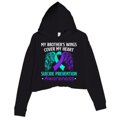 Suicide Prevention Awareness My Brother's Cover My Heart Crop Fleece Hoodie