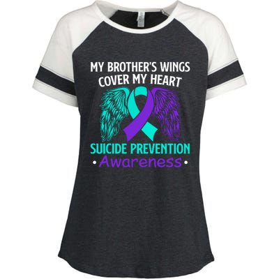 Suicide Prevention Awareness My Brother's Cover My Heart Enza Ladies Jersey Colorblock Tee