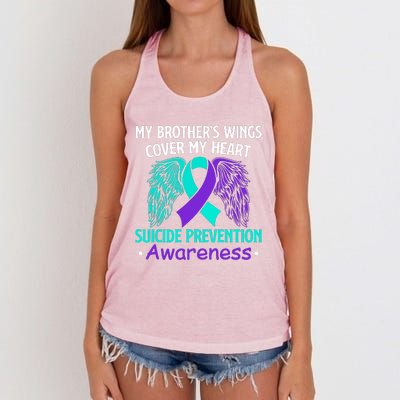 Suicide Prevention Awareness My Brother's Cover My Heart Women's Knotted Racerback Tank