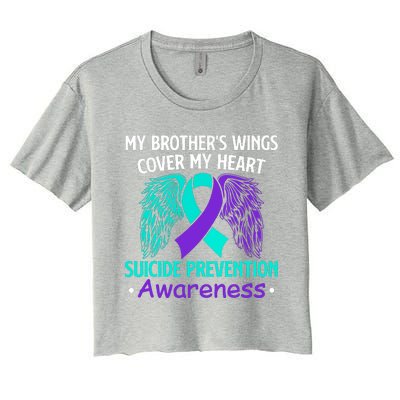 Suicide Prevention Awareness My Brother's Cover My Heart Women's Crop Top Tee