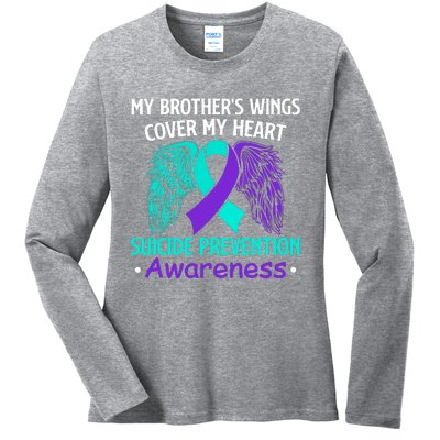 Suicide Prevention Awareness My Brother's Cover My Heart Ladies Long Sleeve Shirt