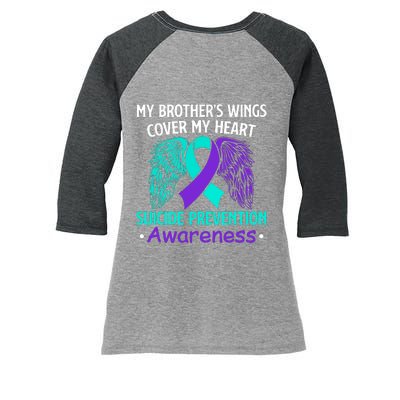 Suicide Prevention Awareness My Brother's Cover My Heart Women's Tri-Blend 3/4-Sleeve Raglan Shirt