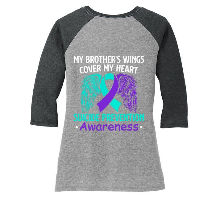 Suicide Prevention Awareness My Brother's Cover My Heart Women's Tri-Blend 3/4-Sleeve Raglan Shirt