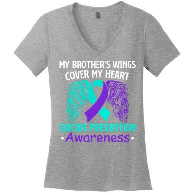 Suicide Prevention Awareness My Brother's Cover My Heart Women's V-Neck T-Shirt