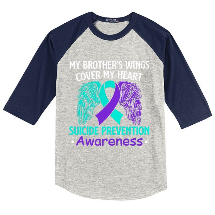 Suicide Prevention Awareness My Brother's Cover My Heart Kids Colorblock Raglan Jersey