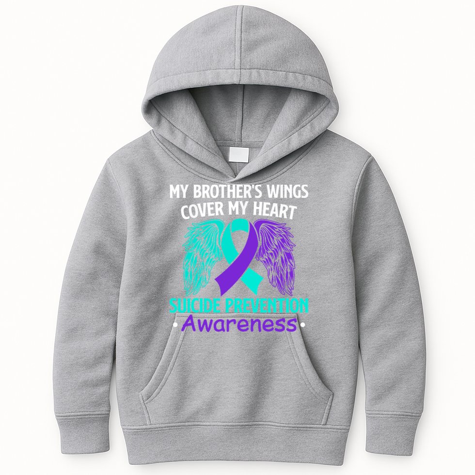 Suicide Prevention Awareness My Brother's Cover My Heart Kids Hoodie