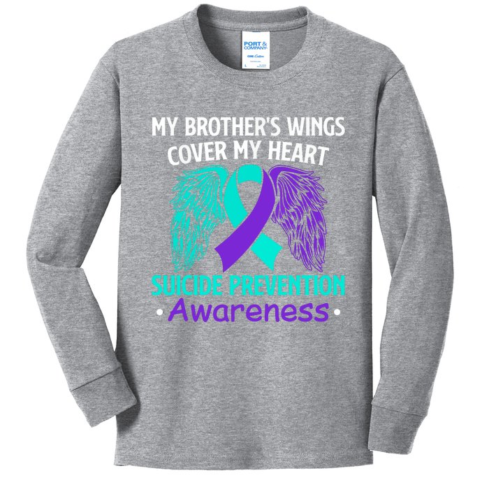 Suicide Prevention Awareness My Brother's Cover My Heart Kids Long Sleeve Shirt