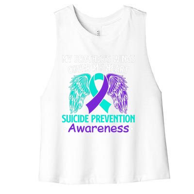 Suicide Prevention Awareness My Brother's Cover My Heart Women's Racerback Cropped Tank