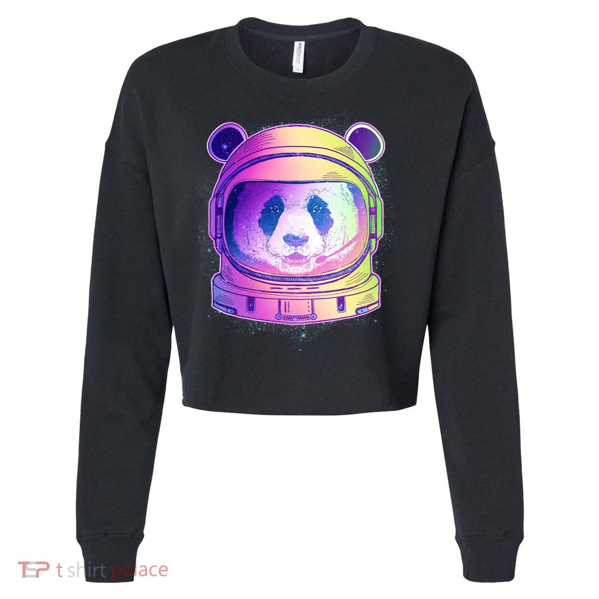 Space Astro Panda Cropped Pullover Crew