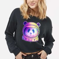 Space Astro Panda Cropped Pullover Crew