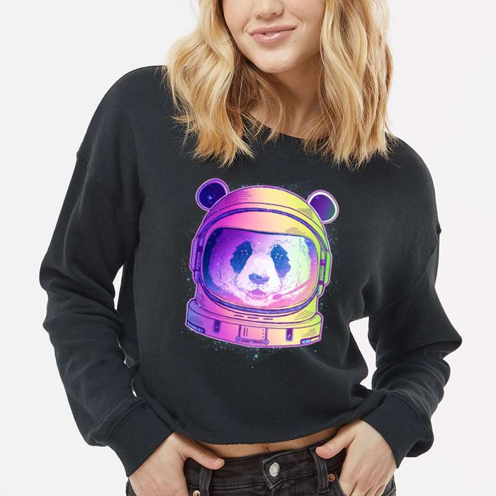 Space Astro Panda Cropped Pullover Crew