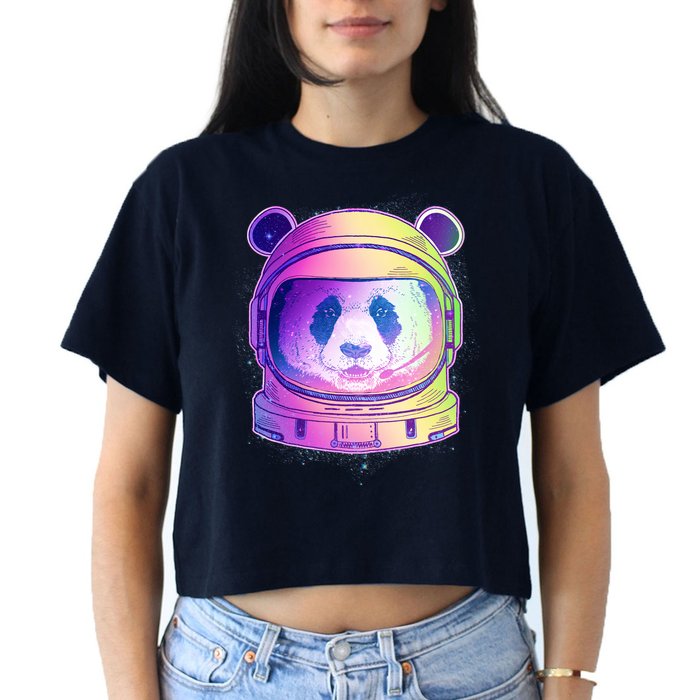 Space Astro Panda Women's Crop Top Tee