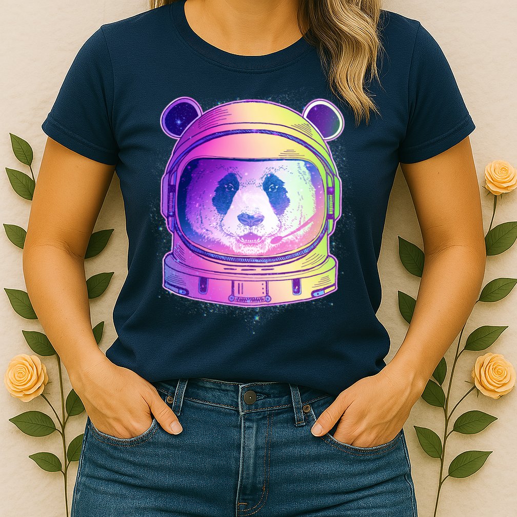 Space Astro Panda Womens T-Shirt