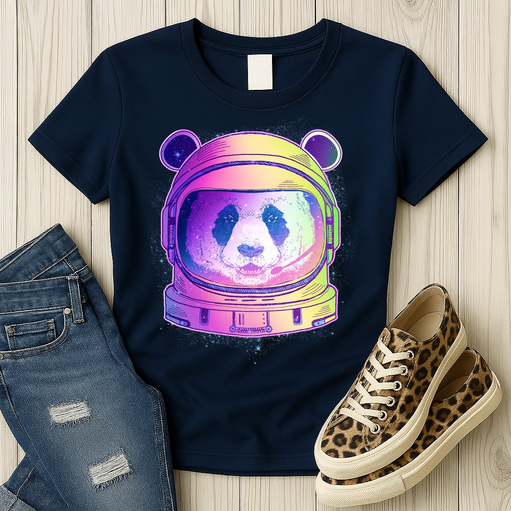 Space Astro Panda Womens T-Shirt