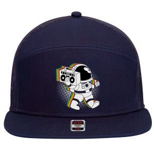 Space Astronaut Boombox 7 Panel Mesh Trucker Snapback Hat