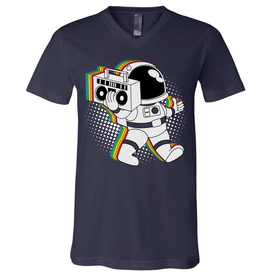 Space Astronaut Boombox V-Neck T-Shirt