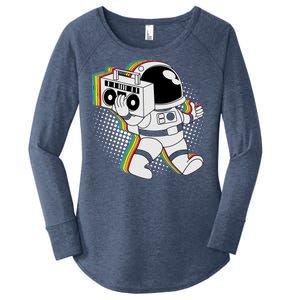 Space Astronaut Boombox Women's Perfect Tri Tunic Long Sleeve Shirt