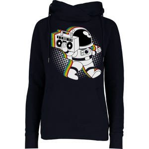 Space Astronaut Boombox Womens Funnel Neck Pullover Hood