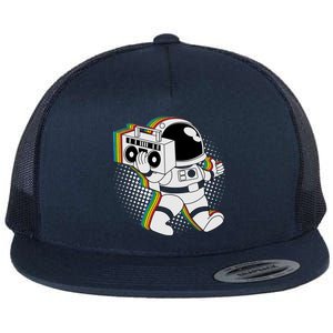 Space Astronaut Boombox Flat Bill Trucker Hat