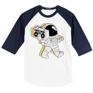 Space Astronaut Boombox Baseball Sleeve Shirt