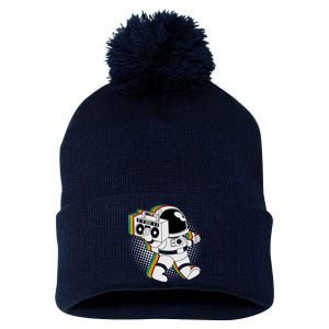 Space Astronaut Boombox Pom Pom 12in Knit Beanie