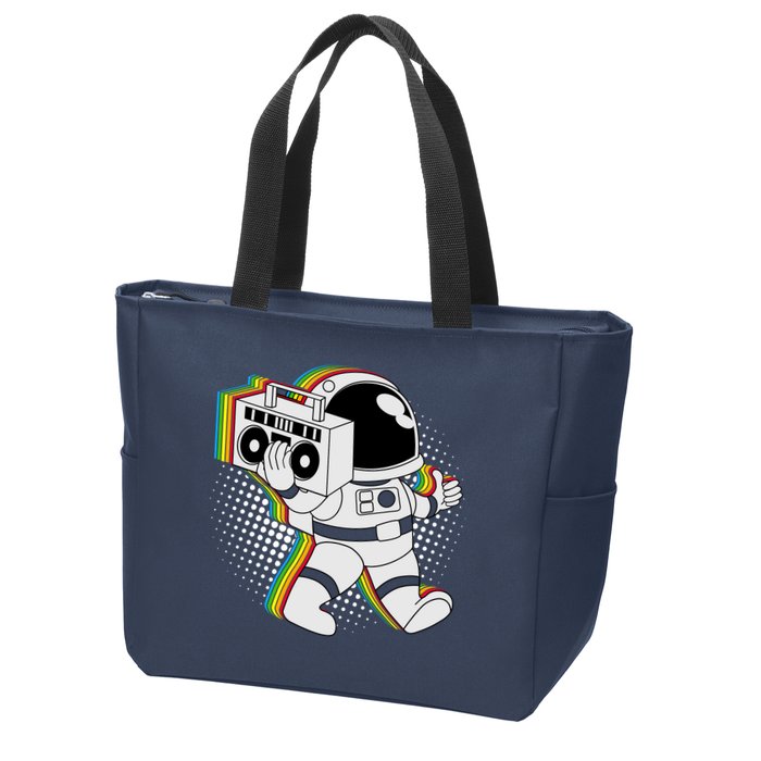 Space Astronaut Boombox Zip Tote Bag