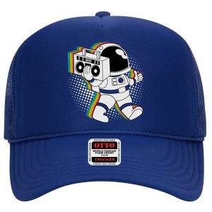 Space Astronaut Boombox High Crown Mesh Back Trucker Hat