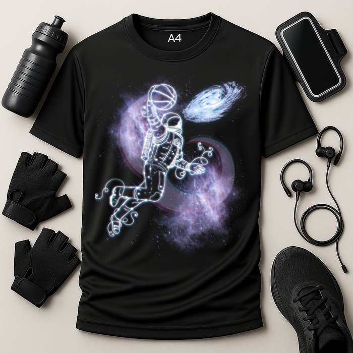 Space Astronaut Dunk Nebula Jam Cooling Performance Crew T-Shirt