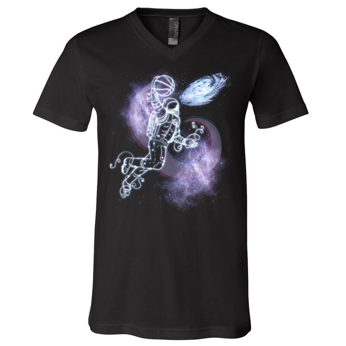 Space Astronaut Dunk Nebula Jam V-Neck T-Shirt