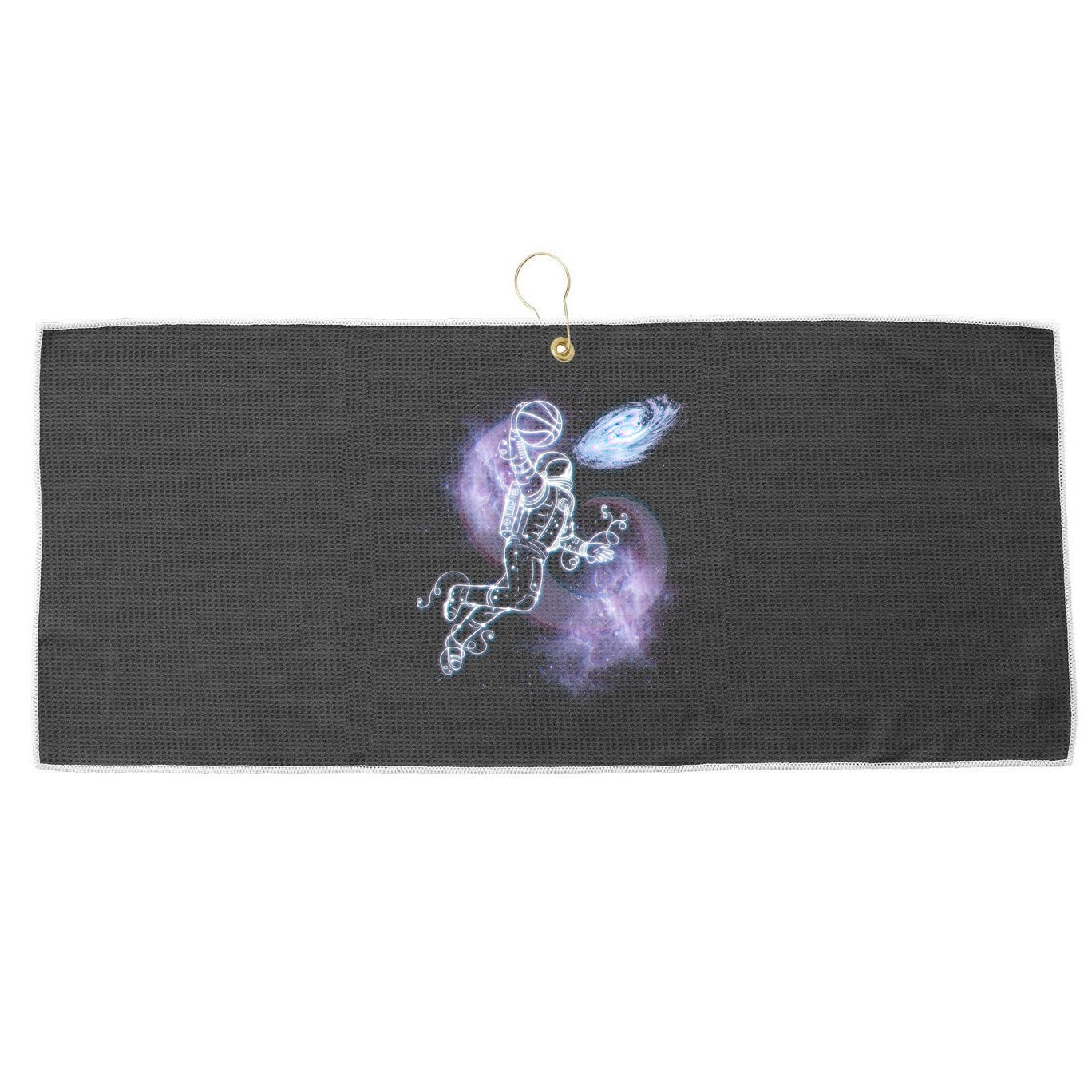 Space Astronaut Dunk Nebula Jam Large Microfiber Waffle Golf Towel