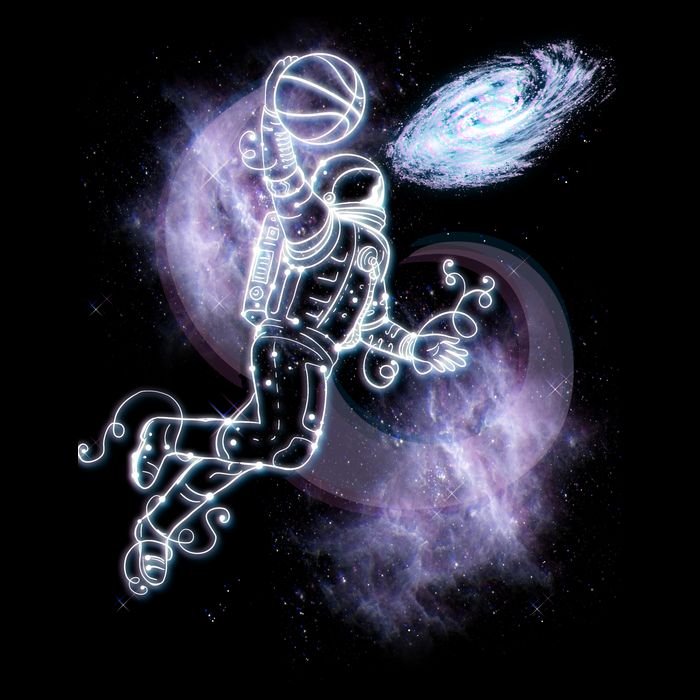 Space Astronaut Dunk Nebula Jam Cropped Pullover Crew