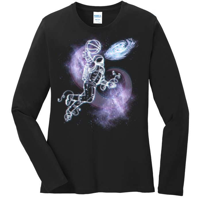 Space Astronaut Dunk Nebula Jam Ladies Long Sleeve Shirt