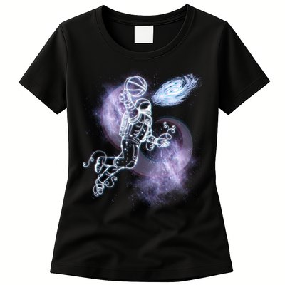 Space Astronaut Dunk Nebula Jam Womens T-Shirt