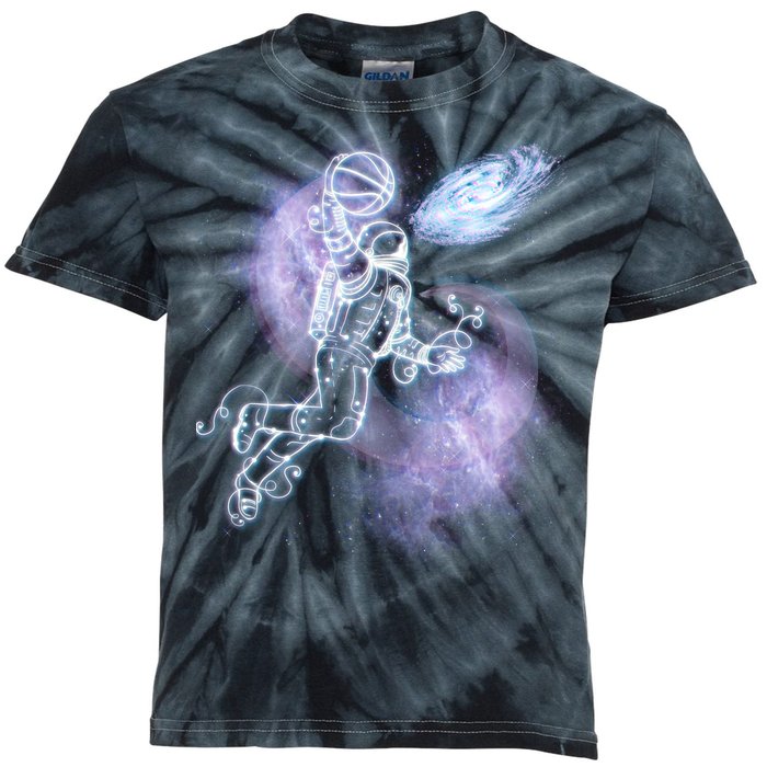 Space Astronaut Dunk Nebula Jam Kids Tie-Dye T-Shirt