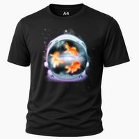 Space Astronaut Helmet Goldfish Cooling Performance Crew T-Shirt