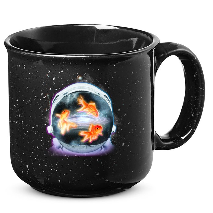 Space Astronaut Helmet Goldfish 15oz Campfire Ceramic Mug