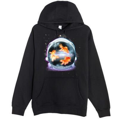 Space Astronaut Helmet Goldfish Premium Pullover Hoodie