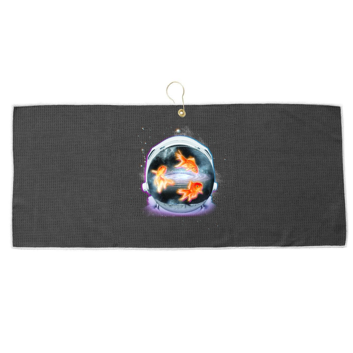 Space Astronaut Helmet Goldfish Large Microfiber Waffle Golf Towel