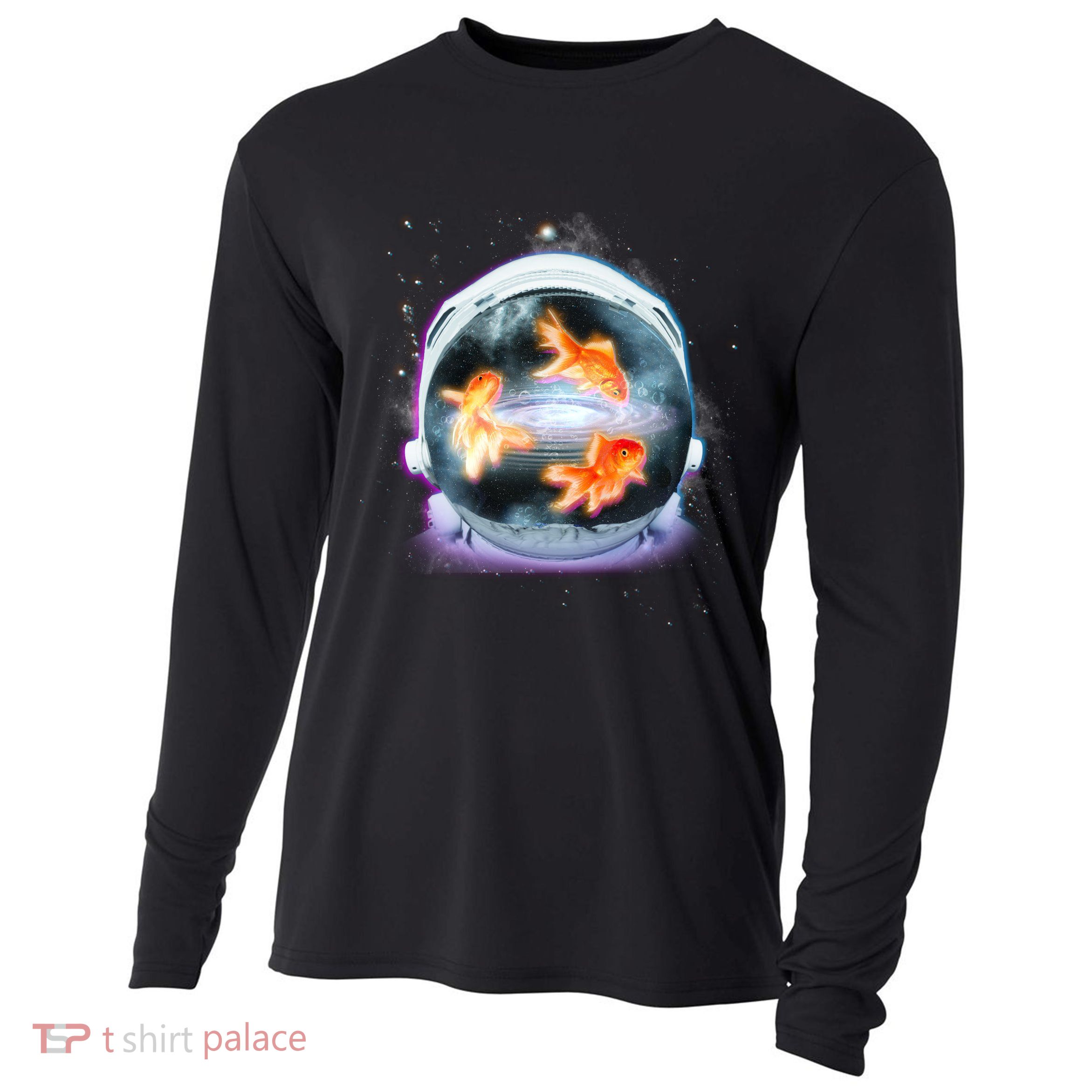 Space Astronaut Helmet Goldfish Cooling Performance Long Sleeve Crew