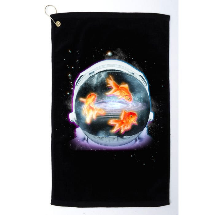 Space Astronaut Helmet Goldfish Golf Towel