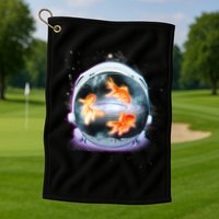 Space Astronaut Helmet Goldfish Golf Towel